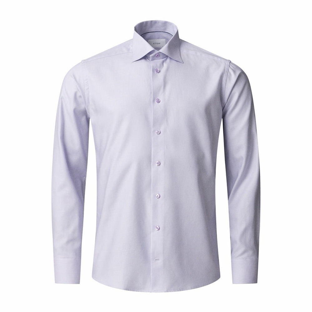 Eton Dress Shirt Men's 16.5 42 Contemporary Fit Lavender Semi-Solid Twill Cotton